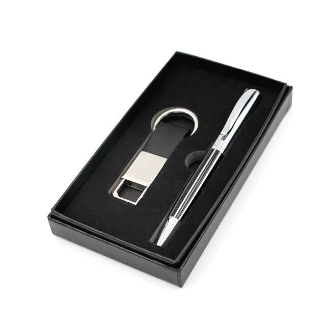 PU leather Keychain with Pen Gift Set