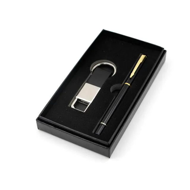 PU leather Keychain with Pen Gift Set