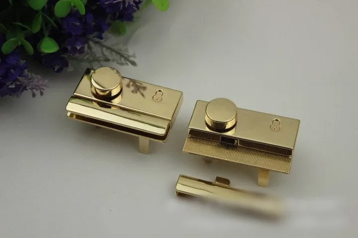 Rectangle Twist Press Lock Bag Hardware Gold 1/10 pcs Handmade Purse Handbag Making Metal 53 30 mm 2 1/8 1 1/8" Organizer Luggage Supplies