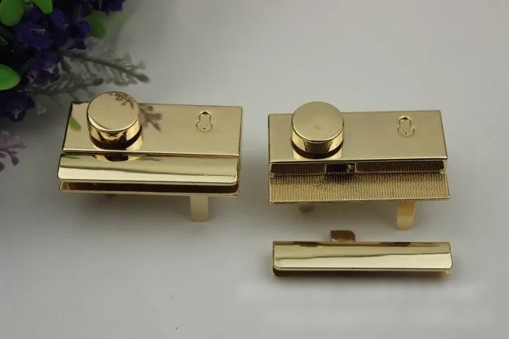 Rectangle Twist Press Lock Bag Hardware Gold 1/10 pcs Handmade Purse Handbag Making Metal 53 30 mm 2 1/8 1 1/8" Organizer Luggage Supplies