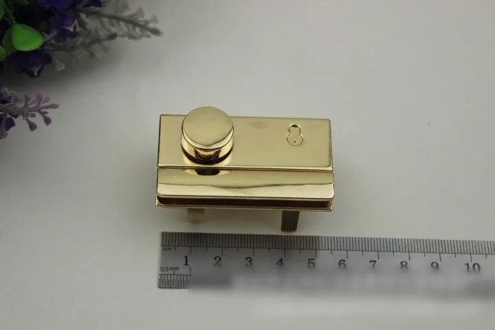 Rectangle Twist Press Lock Bag Hardware Gold 1/10 pcs Handmade Purse Handbag Making Metal 53 30 mm 2 1/8 1 1/8" Organizer Luggage Supplies