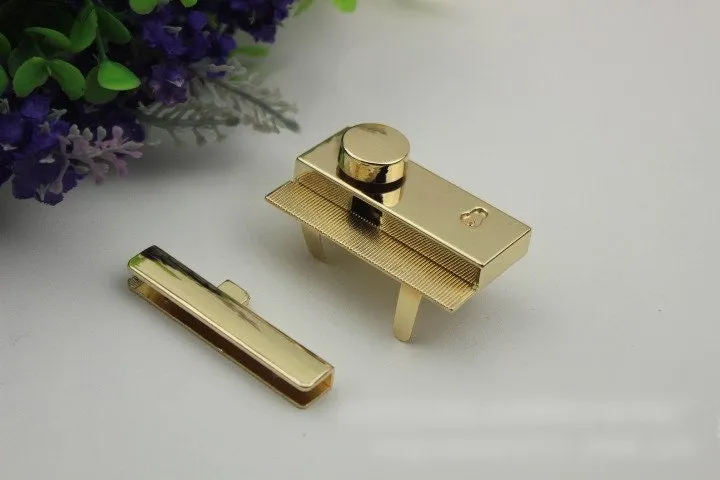 Rectangle Twist Press Lock Bag Hardware Gold 1/10 pcs Handmade Purse Handbag Making Metal 53 30 mm 2 1/8 1 1/8" Organizer Luggage Supplies