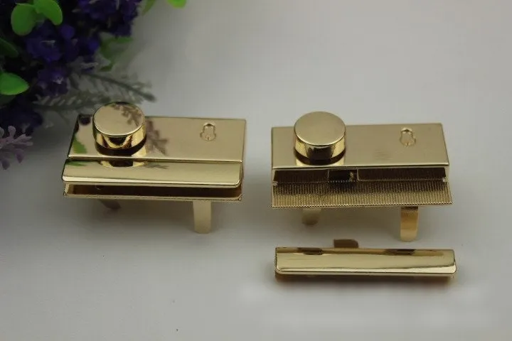 Rectangle Twist Press Lock Bag Hardware Gold 1/10 pcs Handmade Purse Handbag Making Metal 53 30 mm 2 1/8 1 1/8" Organizer Luggage Supplies
