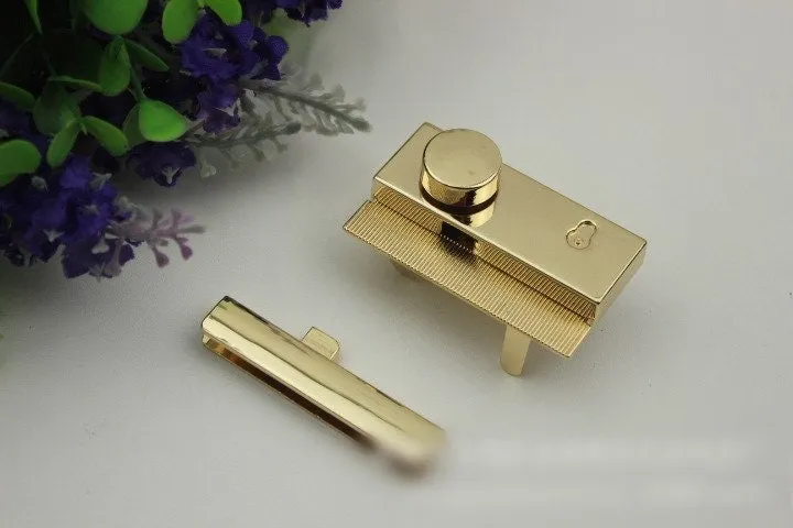 Rectangle Twist Press Lock Bag Hardware Gold 1/10 pcs Handmade Purse Handbag Making Metal 53 30 mm 2 1/8 1 1/8" Organizer Luggage Supplies
