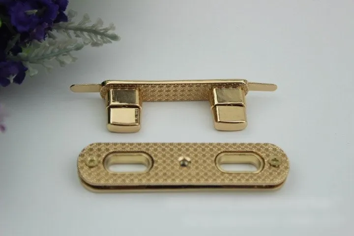 Rectangle Twist Press Lock Bag Hardware Light Gold 1/10 pcs Handmade Purse Handbag Making Metal 75 18 mm 3 3/4" Organizer Luggage Supplies