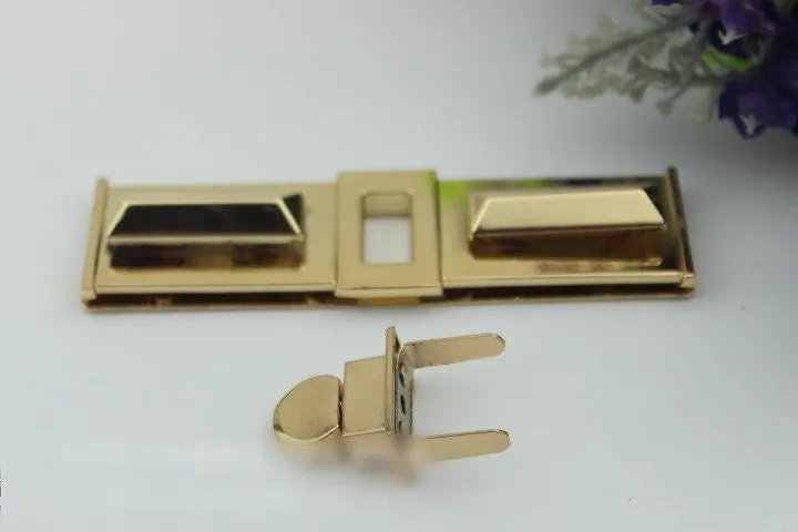 Rectangle Twist Turn Lock And Key Bag Hardware Gold Silver Gunmetal 1/10 pcs Handmade Purse Handbag Making Metal 95 25 mm 3 3/4 1" Supplies