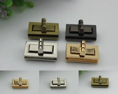 Rectangle Twist Turn Lock Bag Hardware Gold Silver Gunmetal Bronze 2/20 pcs Handmade Purse Handbag Making Metal 31 17mm 1 1/4 5/8" Supplies