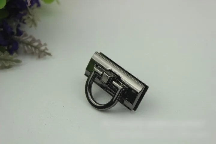 Rectangle Twist Turn Lock Bag Hardware Light Gold Gunmetal Black 1/10 pcs Handmade Purse Handbag Making Metal 41 17 mm 1 5/8 5/8" Supplies
