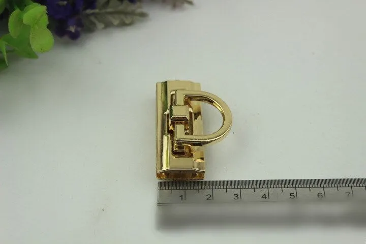 Rectangle Twist Turn Lock Bag Hardware Light Gold Gunmetal Black 1/10 pcs Handmade Purse Handbag Making Metal 41 17 mm 1 5/8 5/8" Supplies