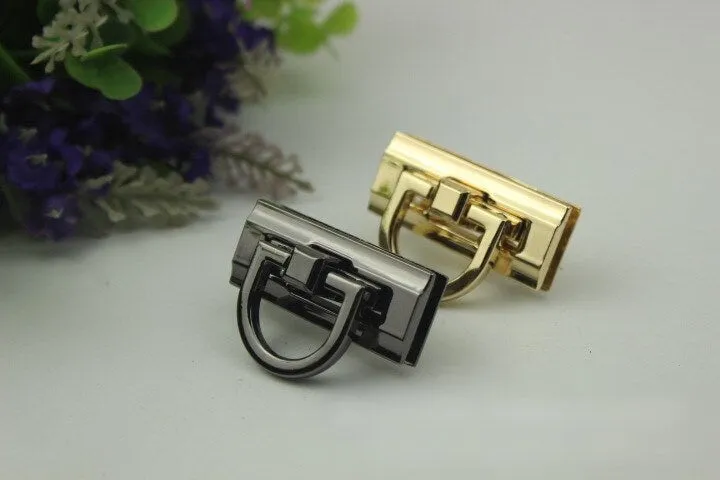 Rectangle Twist Turn Lock Bag Hardware Light Gold Gunmetal Black 1/10 pcs Handmade Purse Handbag Making Metal 41 17 mm 1 5/8 5/8" Supplies