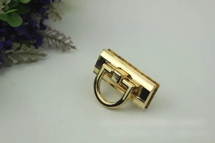 Rectangle Twist Turn Lock Bag Hardware Light Gold Gunmetal Black 1/10 pcs Handmade Purse Handbag Making Metal 41 17 mm 1 5/8 5/8" Supplies