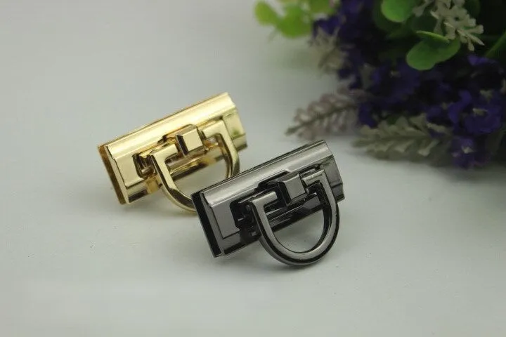 Rectangle Twist Turn Lock Bag Hardware Light Gold Gunmetal Black 1/10 pcs Handmade Purse Handbag Making Metal 41 17 mm 1 5/8 5/8" Supplies