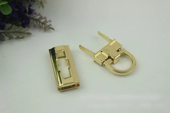 Rectangle Twist Turn Lock Bag Hardware Light Gold Gunmetal Black 1/10 pcs Handmade Purse Handbag Making Metal 41 17 mm 1 5/8 5/8" Supplies