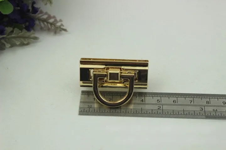 Rectangle Twist Turn Lock Bag Hardware Light Gold Gunmetal Black 1/10 pcs Handmade Purse Handbag Making Metal 41 17 mm 1 5/8 5/8" Supplies