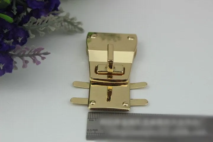 Rectangle Twist Turn Lock Bag Hardware Light Gold Silver 1/10 pcs Handmade Purse Handbag Making Metal 64 33 mm 2 1/2 1 1/4" Supplies