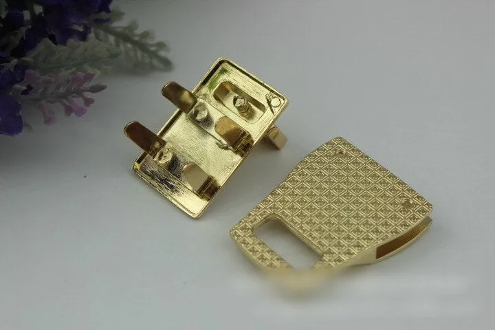 Rectangle Twist Turn Lock Bag Hardware Light Gold Silver 1/10 pcs Handmade Purse Handbag Making Metal 64 33 mm 2 1/2 1 1/4" Supplies