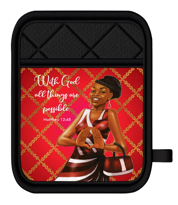 Red and White Oven Mitt/Pot Holder Set