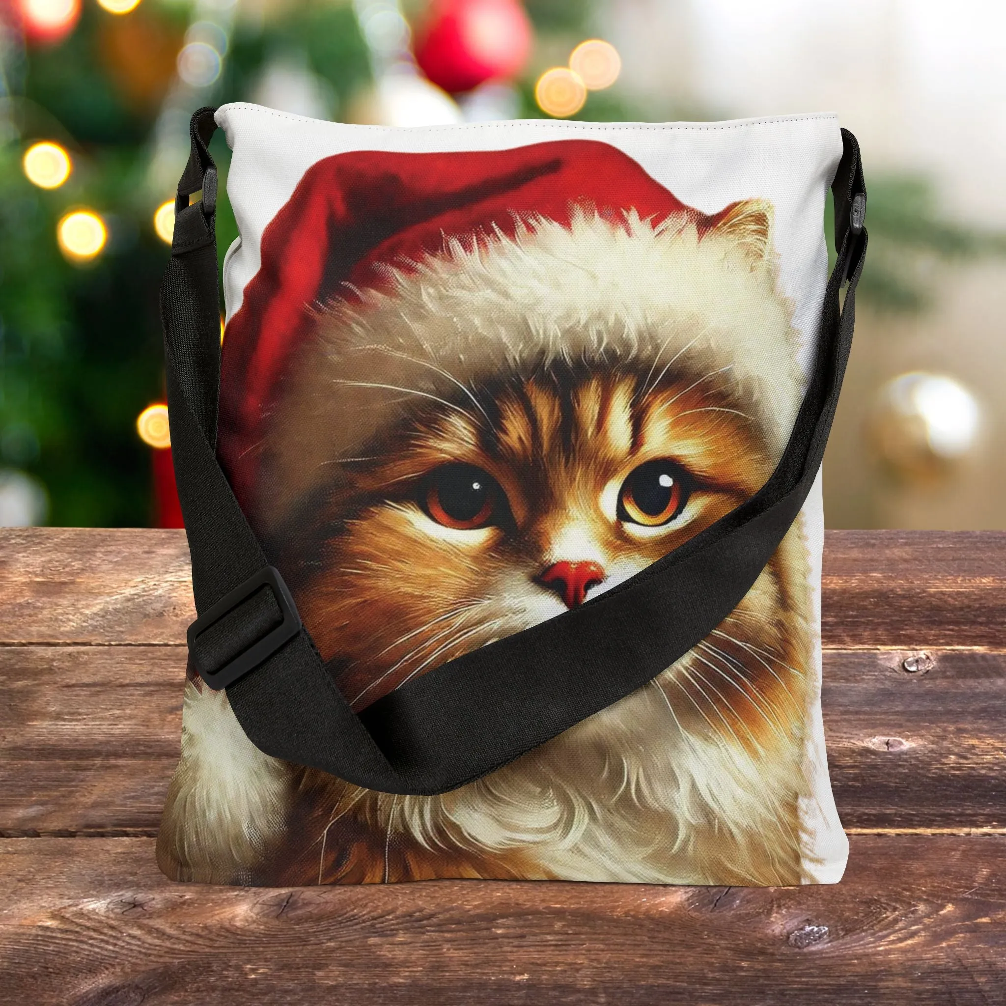 Santa Cat Lover - Adjustable Strap Tote Bag