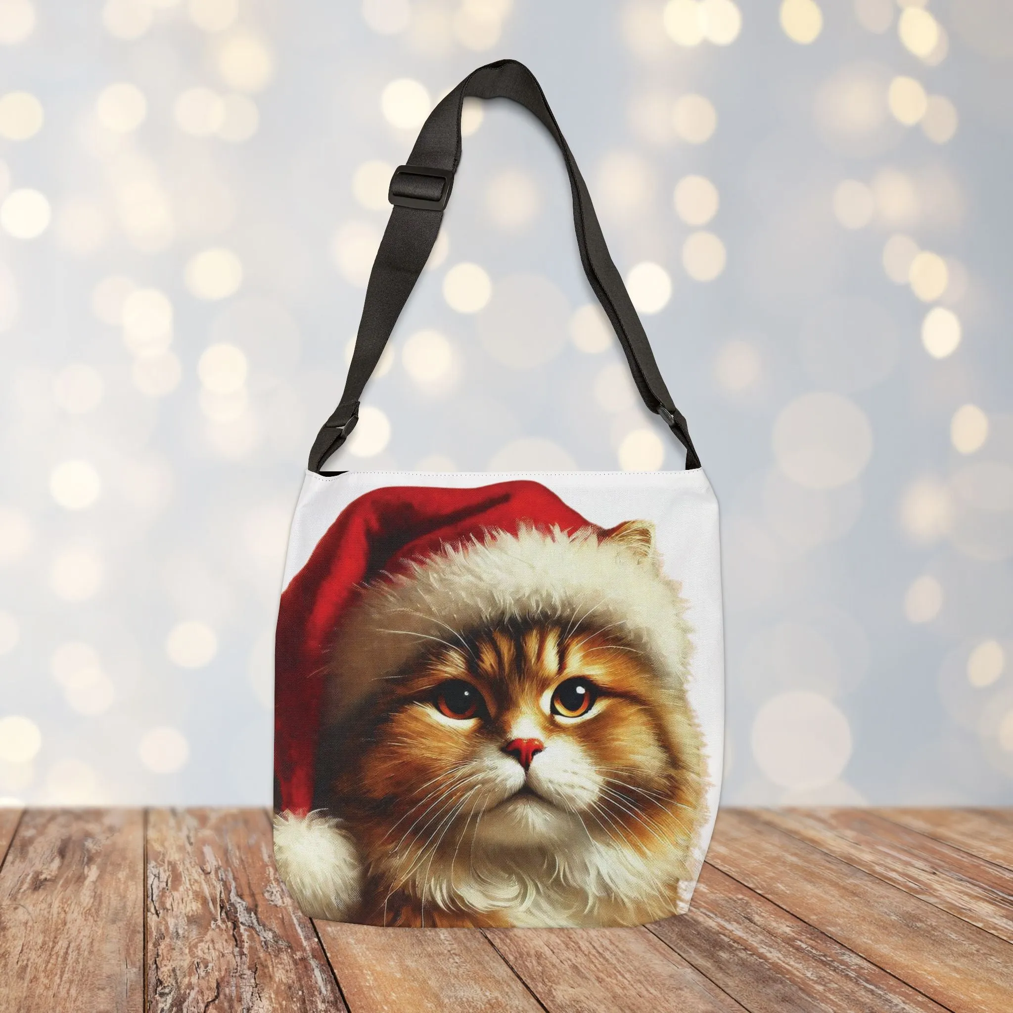 Santa Cat Lover - Adjustable Strap Tote Bag
