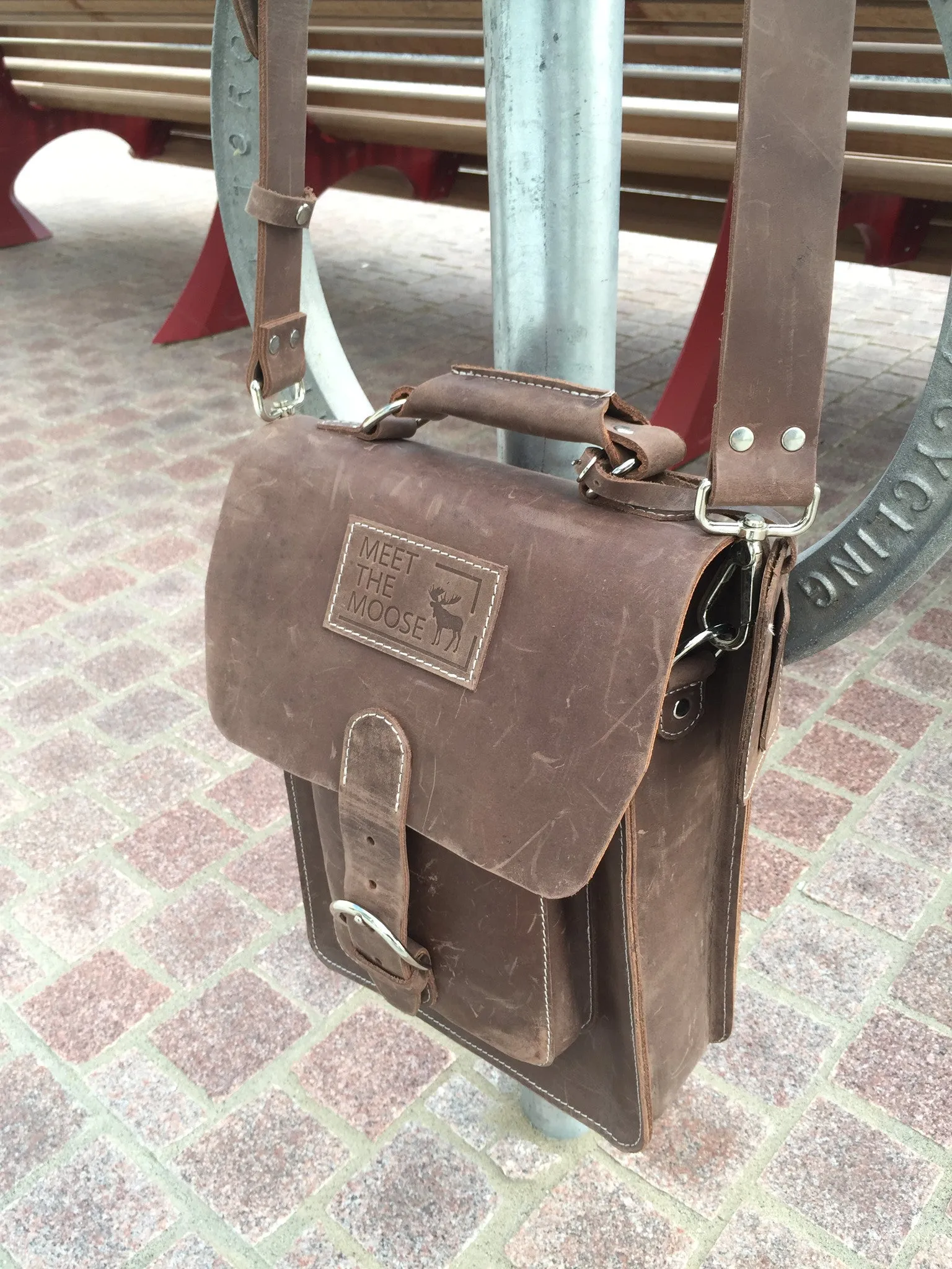 Satchel / Leather Messenger Bag - Light Brown