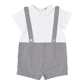 Seersucker Suspenders Romper
