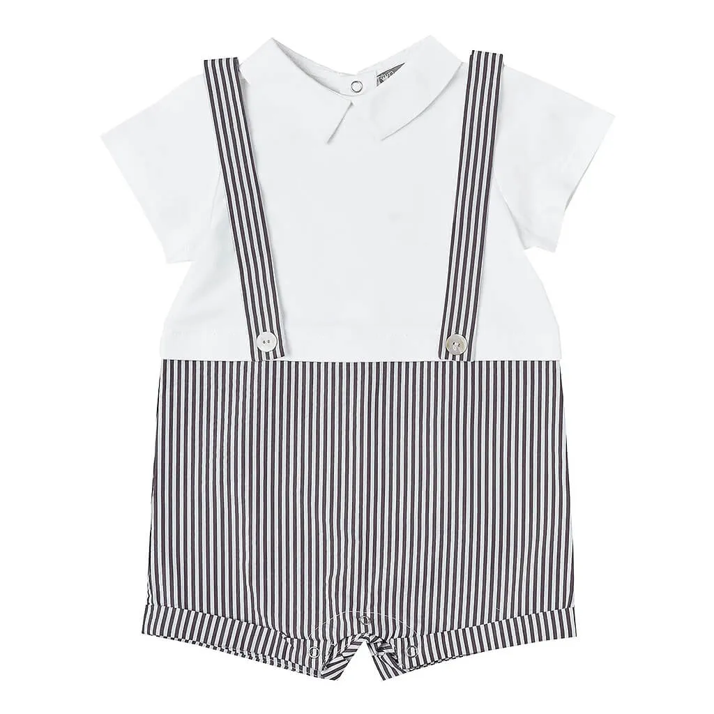 Seersucker Suspenders Romper