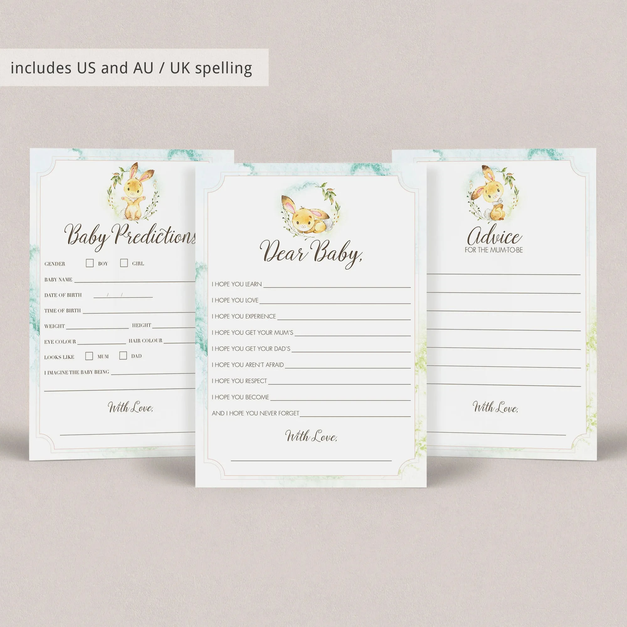 Spring Baby Shower Party Pack Printables