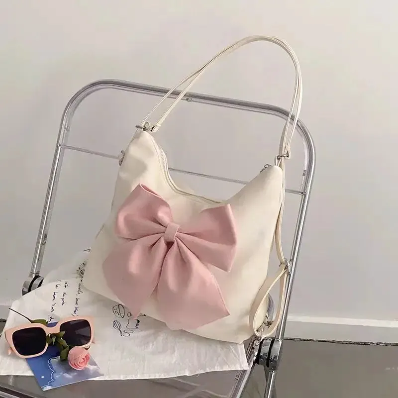 TAVIMART  -  Pink Bow Womens Shoulder Bag Korean Style Fashion Large Capacity Sweet Backpack Cute Exquisite Elegant New Female Tote Bag