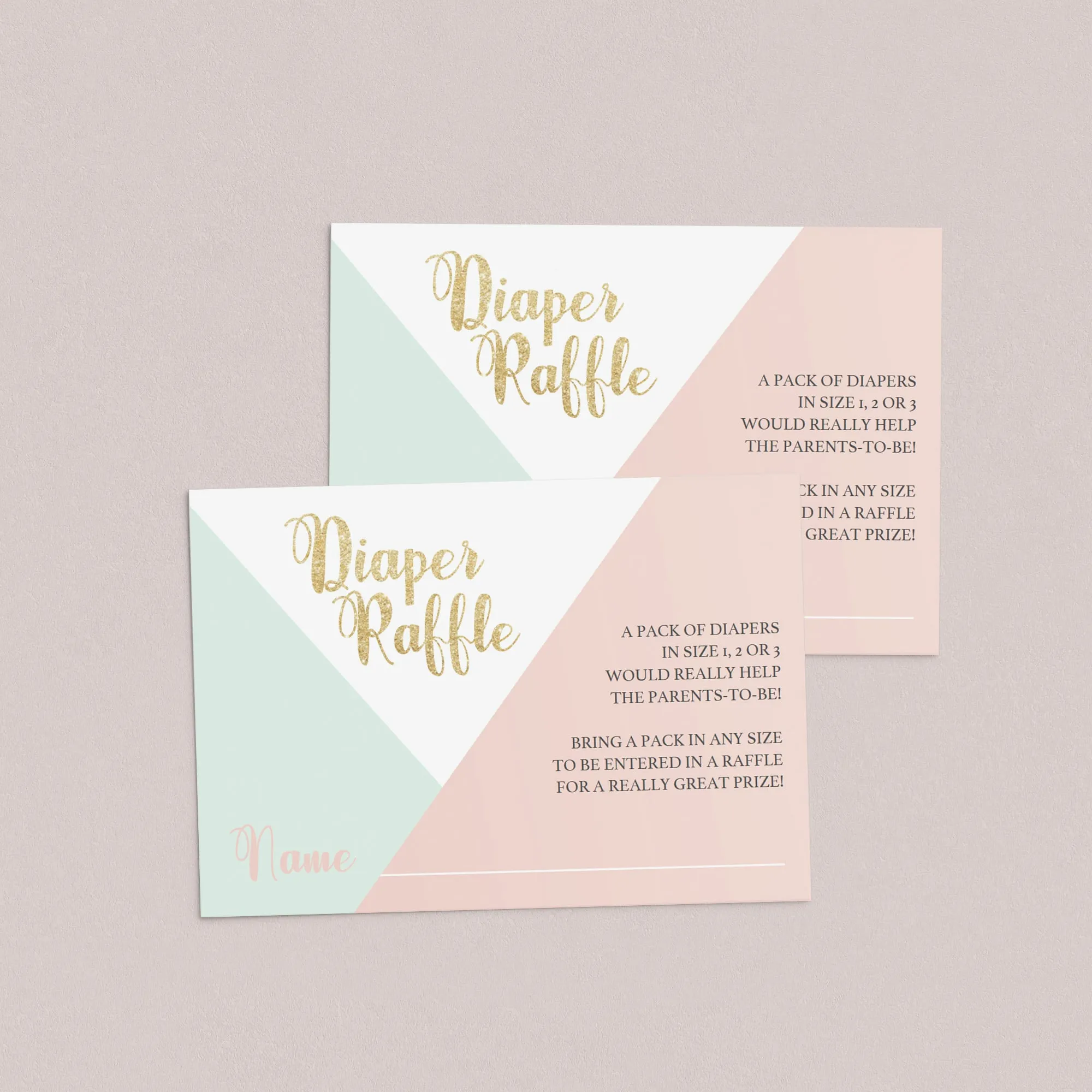 Template for Baby Shower Diaper Raffle Ticket