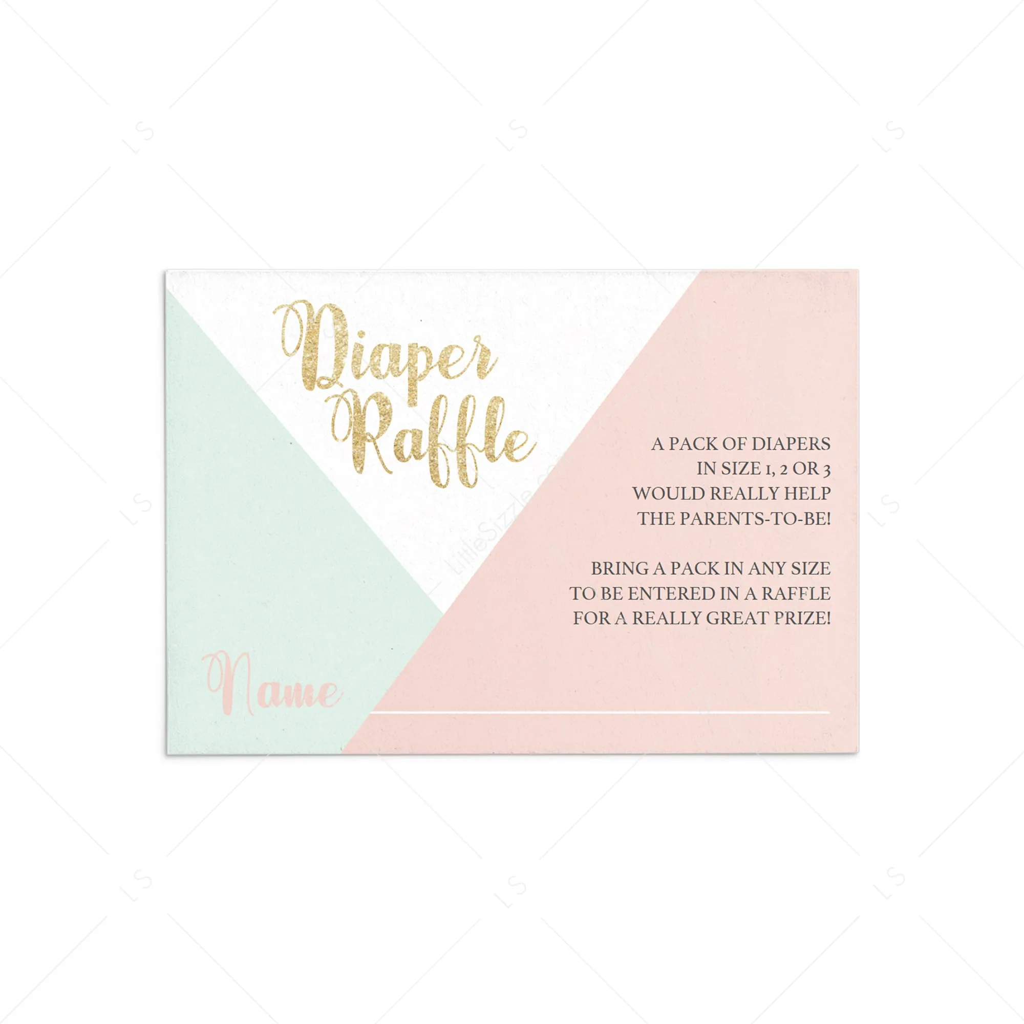 Template for Baby Shower Diaper Raffle Ticket