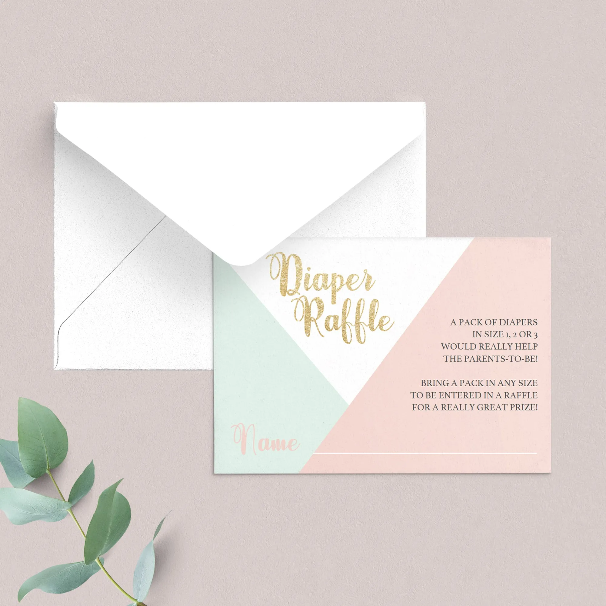 Template for Baby Shower Diaper Raffle Ticket