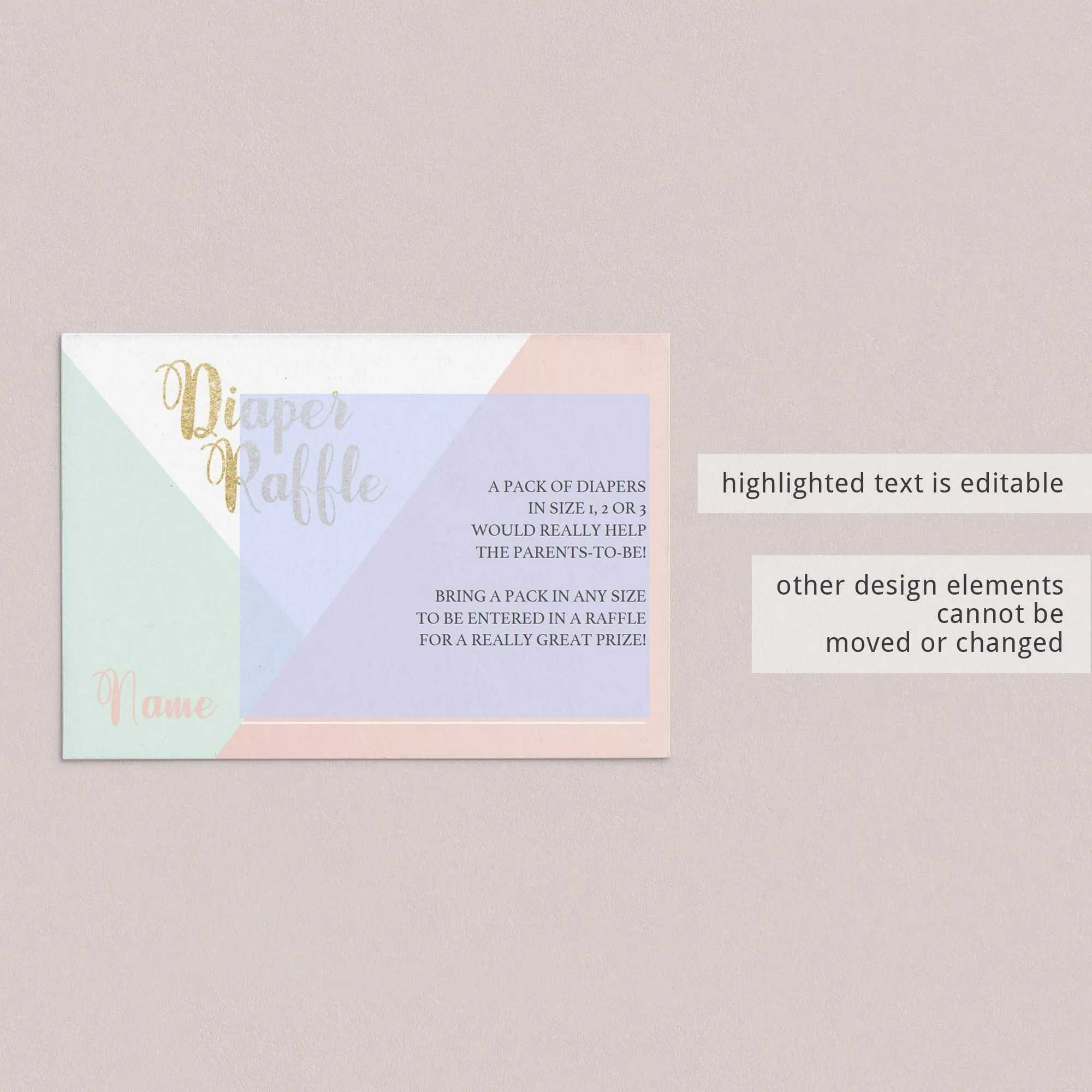 Template for Baby Shower Diaper Raffle Ticket