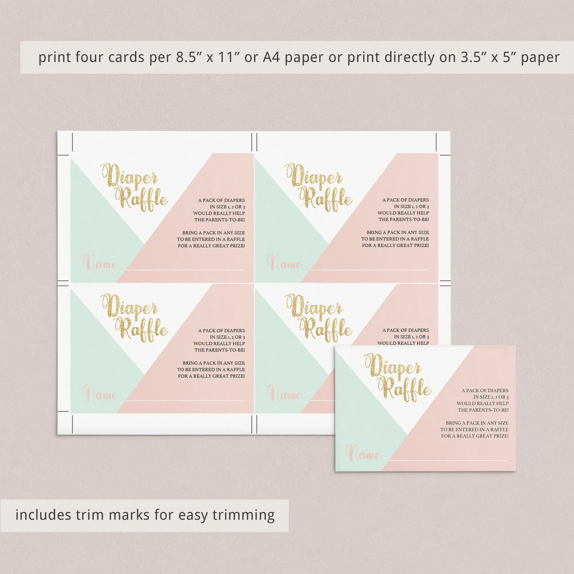Template for Baby Shower Diaper Raffle Ticket