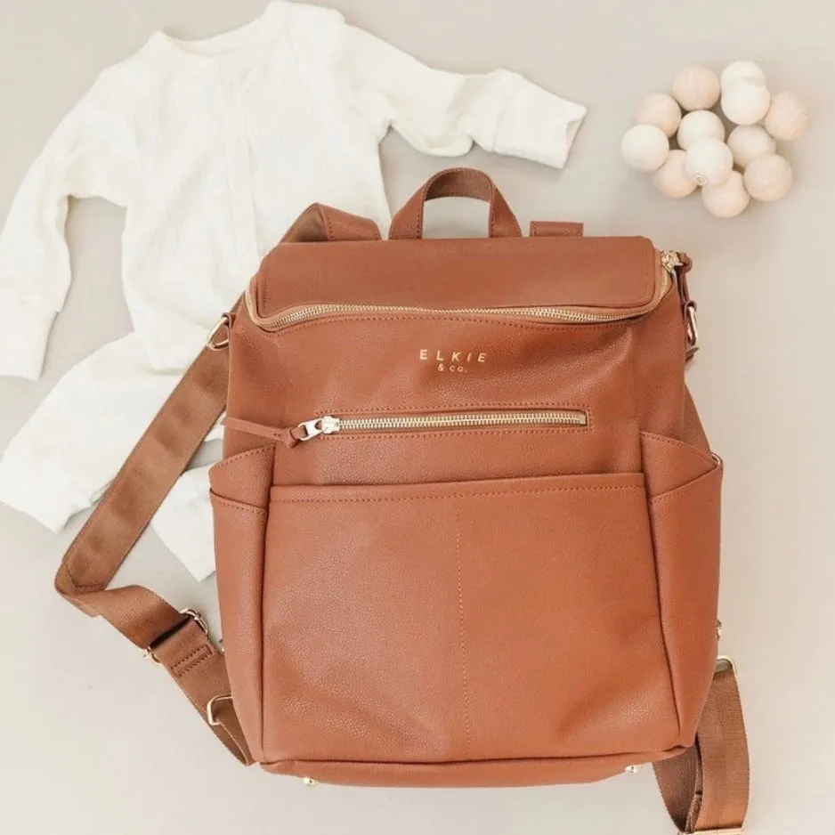 The Capri - Vegan Leather Diaper Bag - Sienna