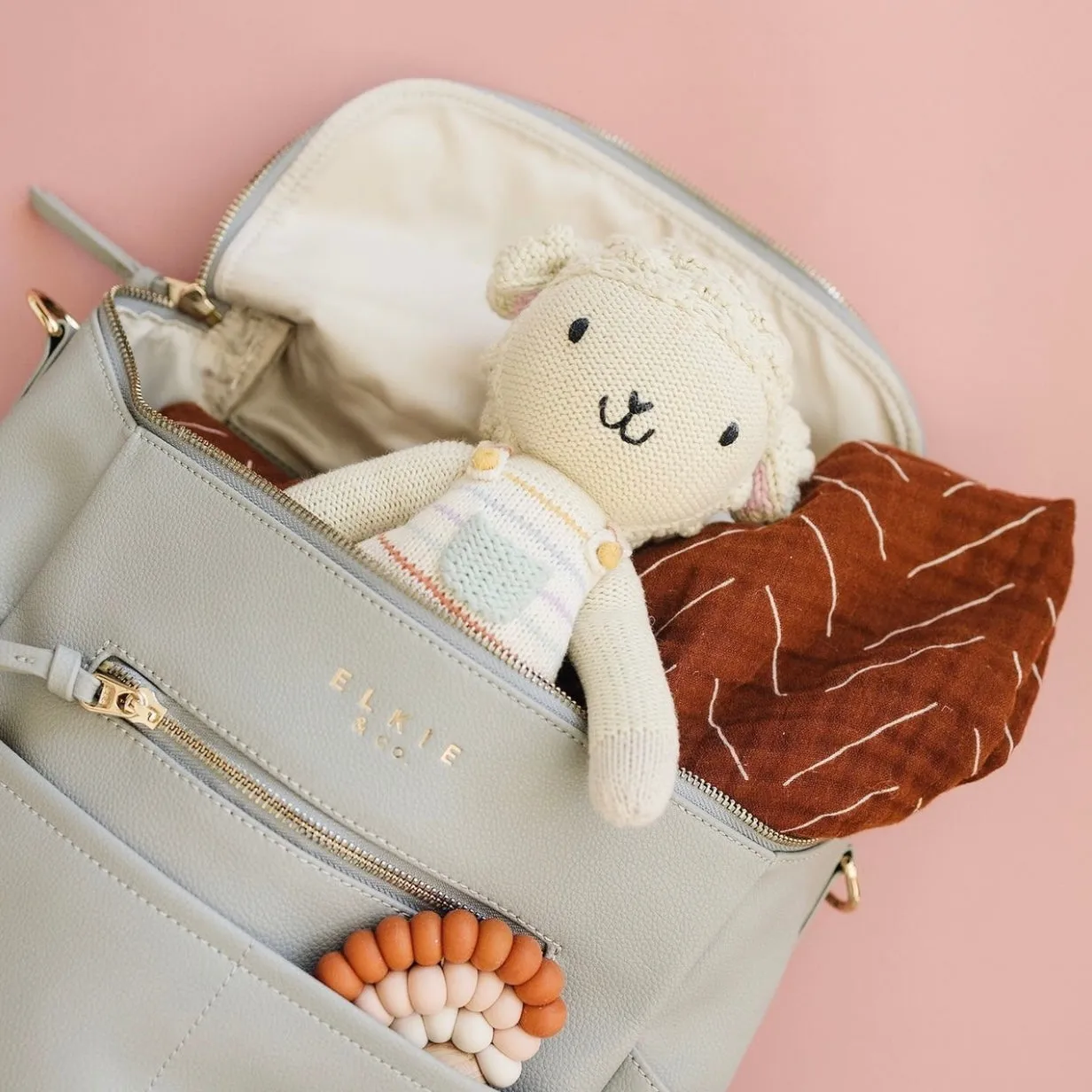 The Capri - Vegan Leather Diaper Bag - Stone