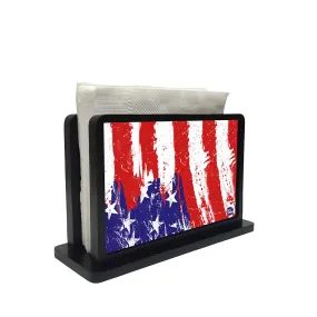 Tissue Holder Paper Napkin Stand - Colorful String Pennants Flags