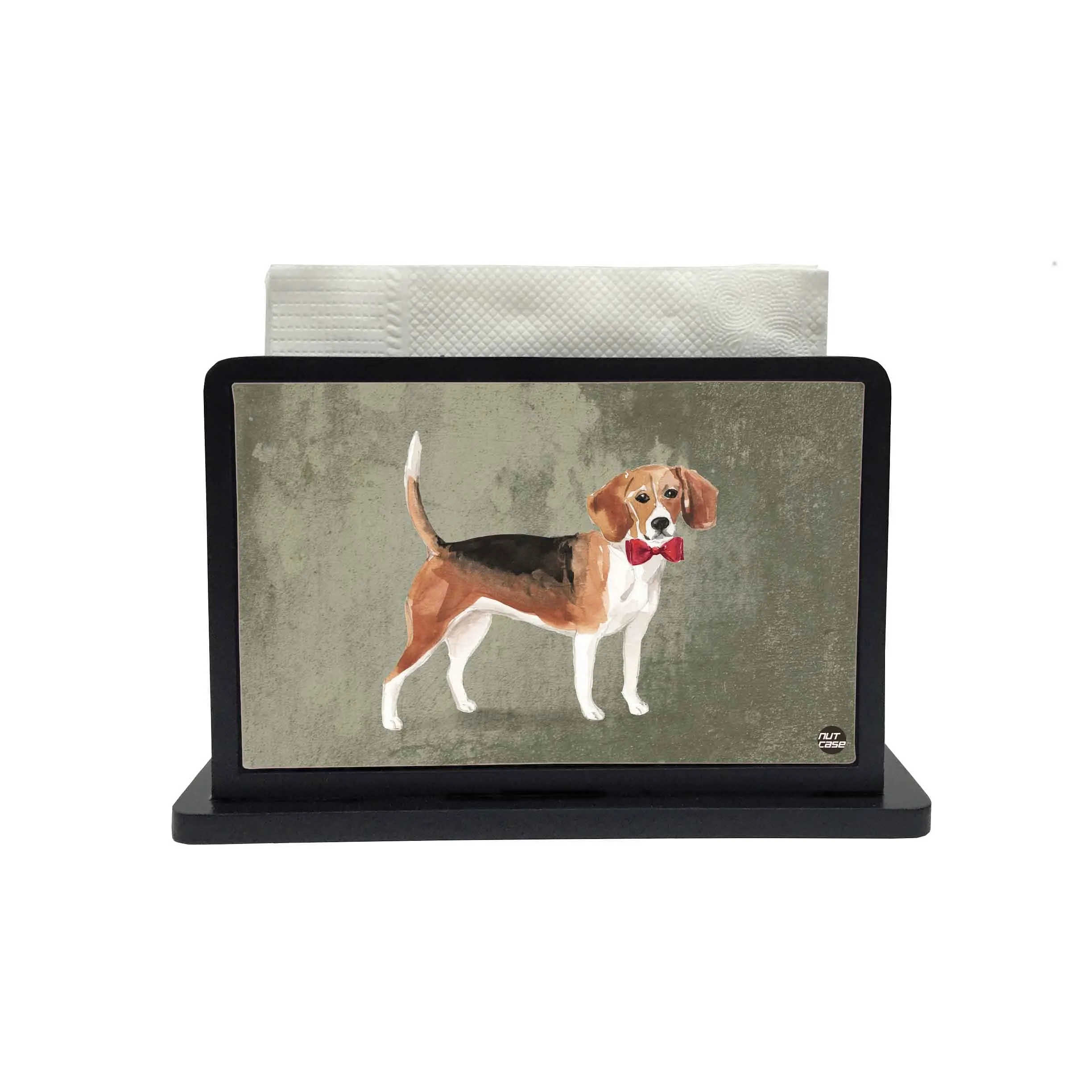 Tissue Holder Paper Napkin Stand - Cute Dog With Red Tie