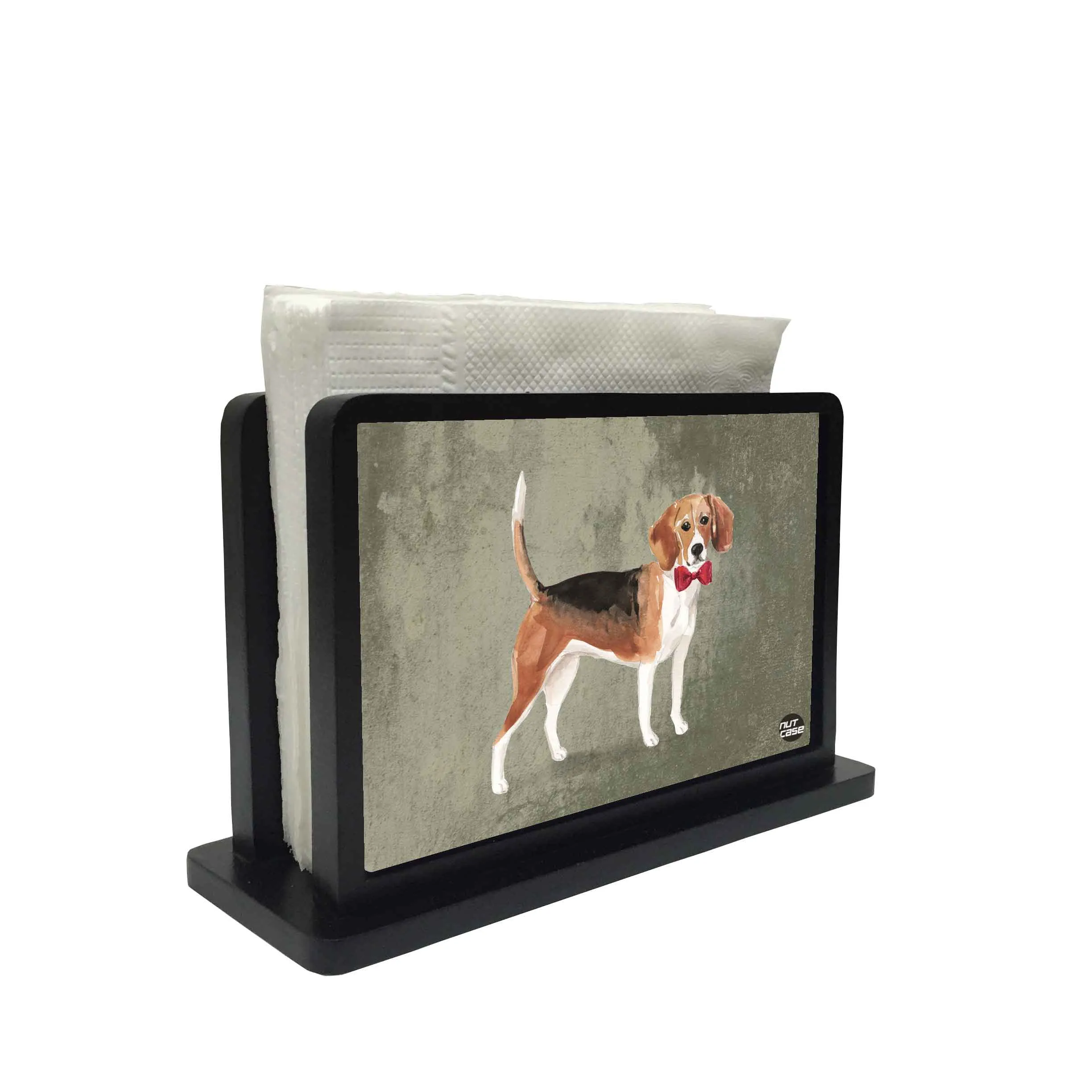 Tissue Holder Paper Napkin Stand - Cute Dog With Red Tie