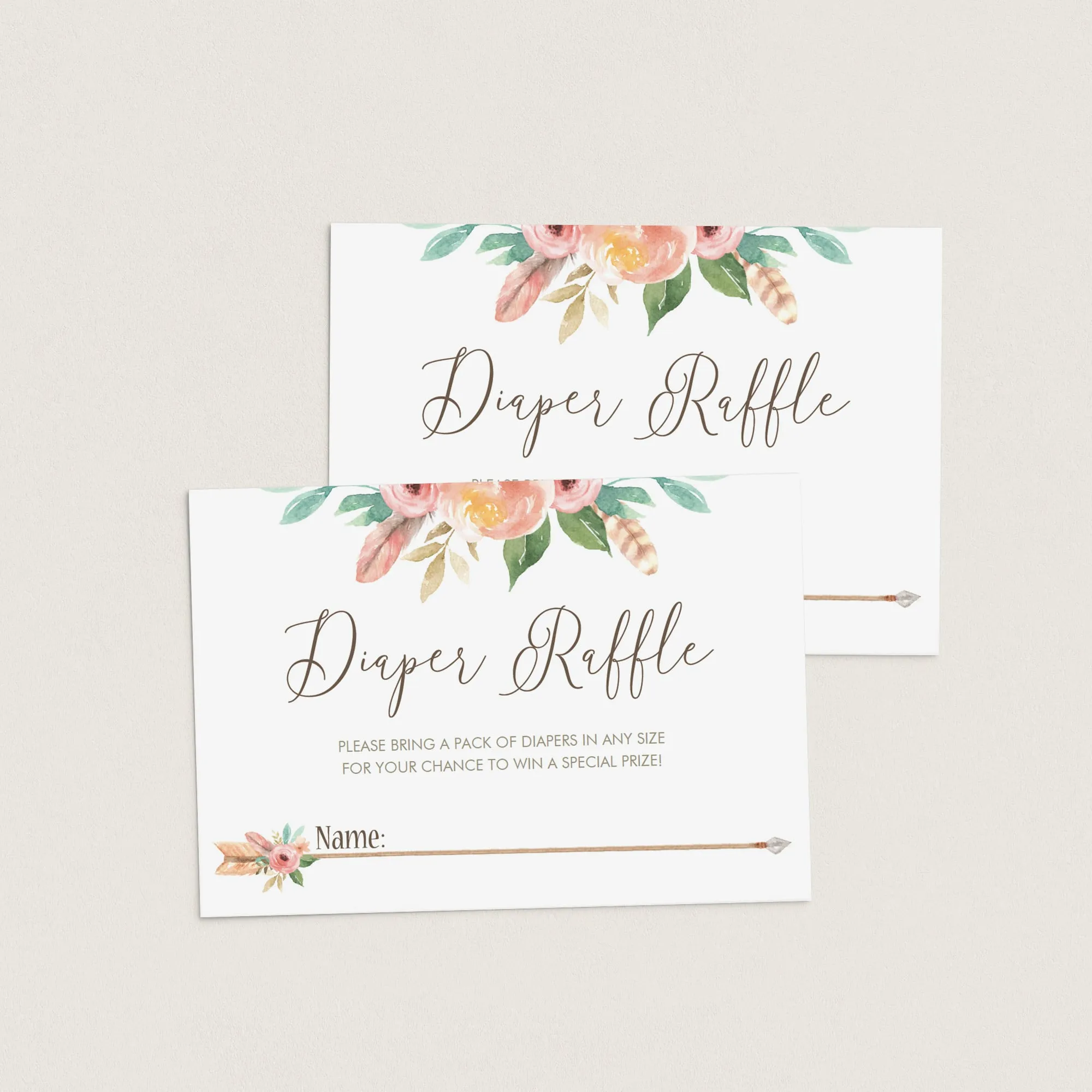Tribal Diaper Raffle Ticket for Baby Girl Shower