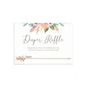Tribal Diaper Raffle Ticket for Baby Girl Shower