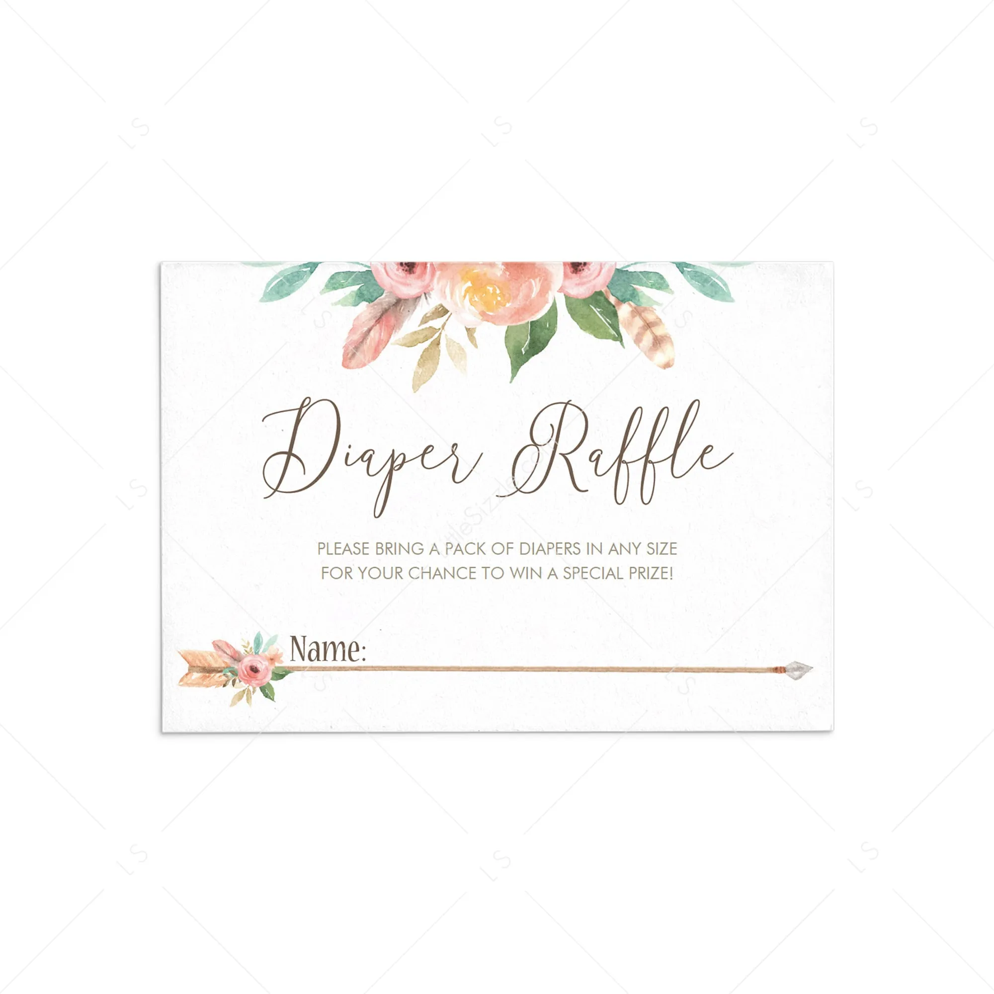 Tribal Diaper Raffle Ticket for Baby Girl Shower