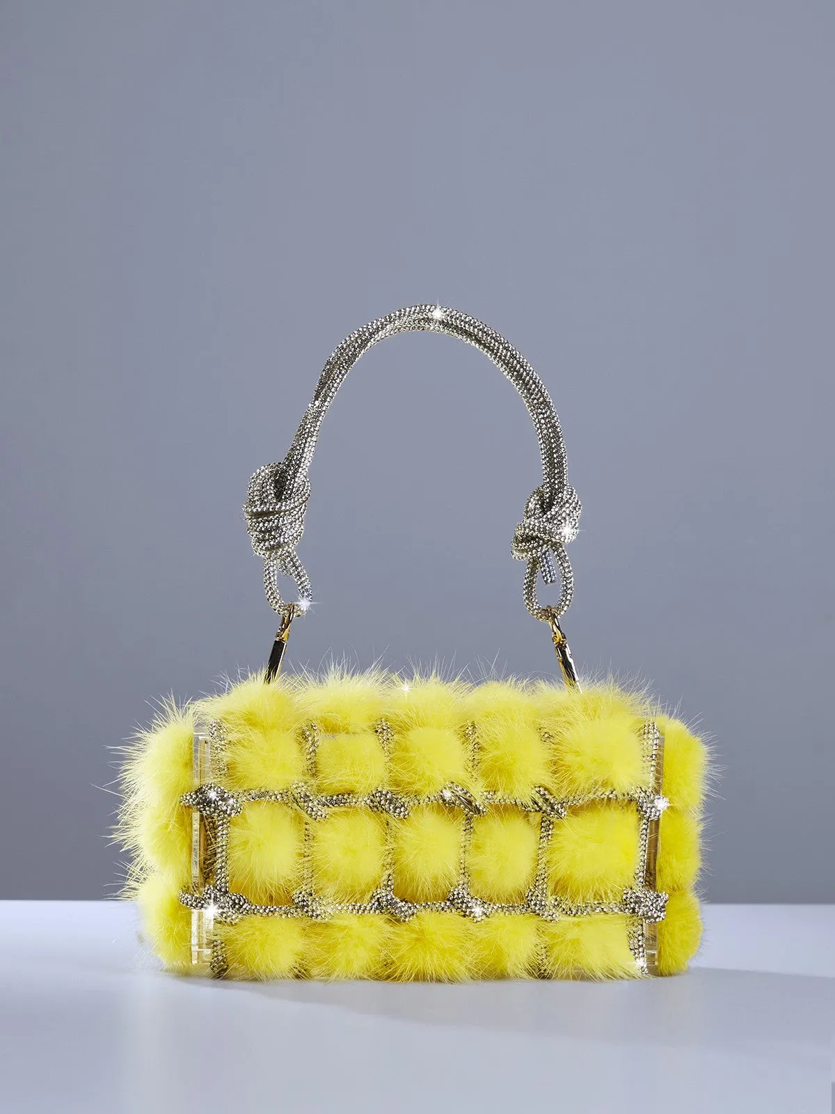 Tristano Faux Fur Crystal Bag