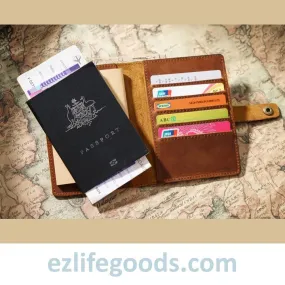 Vintage Passport Wallet |Genuine Leather Passport Cover Cardholder Wallet & Travel Organizer