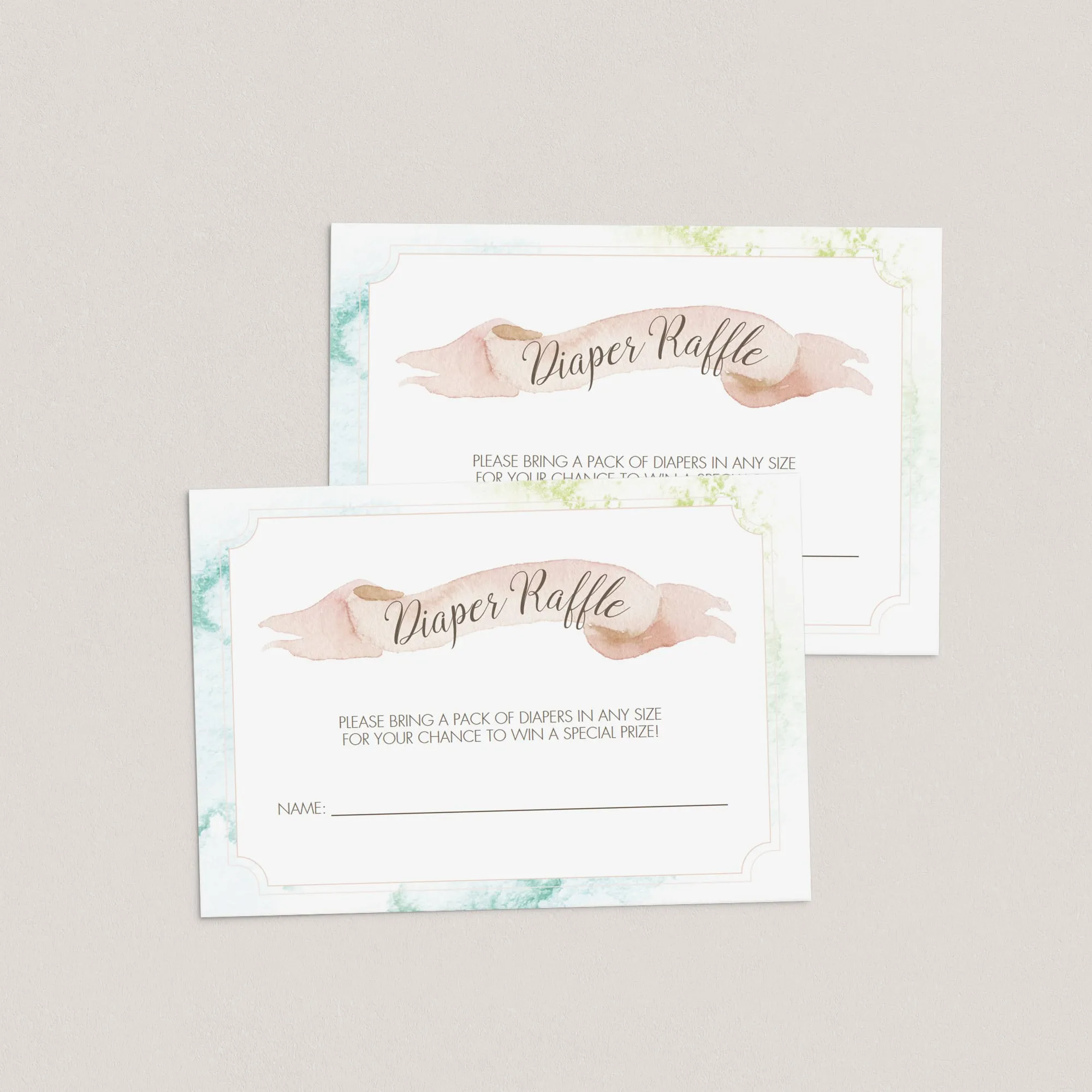 Watercolor Baby Shower Diaper Raffle Ticket Template