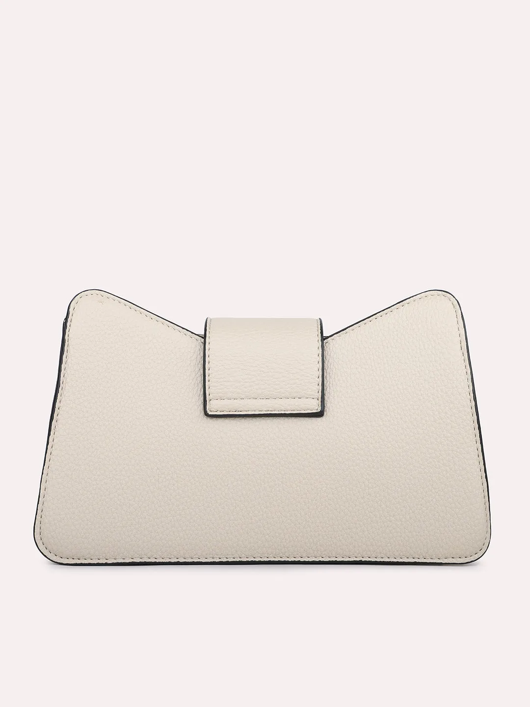 Womens Beige Textured Handbag